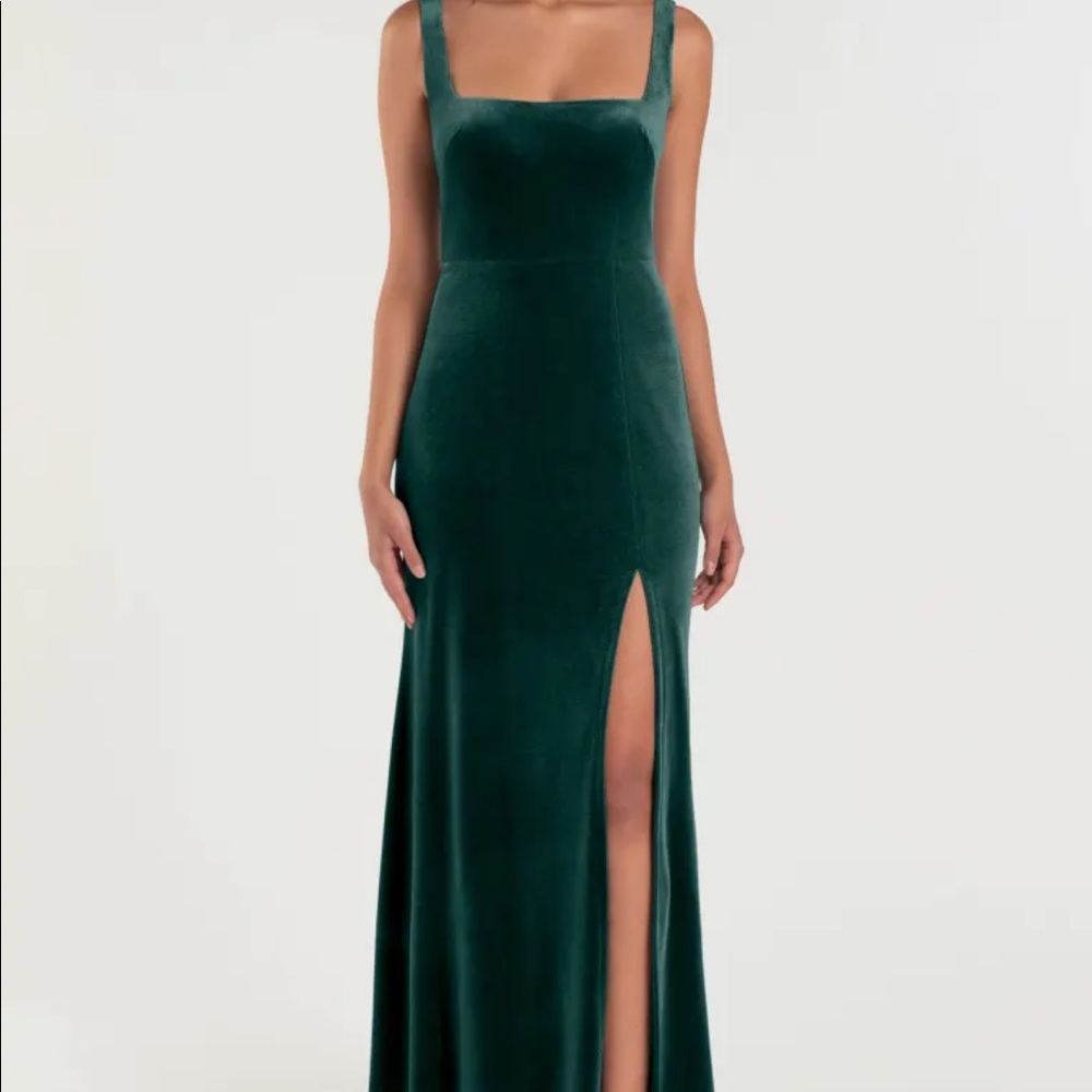 Jenny Yoo Mara Dress in Emerald Velvet